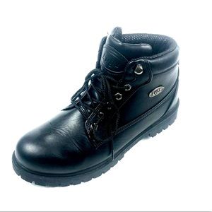 Mens Lugz Black Faux Leather Lace Up Combat Boots Size 42 (Mens 8.5) (Wo…